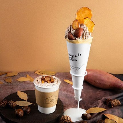 秋の味覚「お芋と栗のモンブランクレープ」「栗のミルクティー」新発売